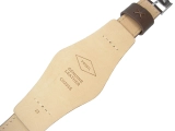 Spód brązowego paska Fossil Coachman 22 mm z klamrą ze stali nierdzewnej oraz dwoma stalowymi teleskopami